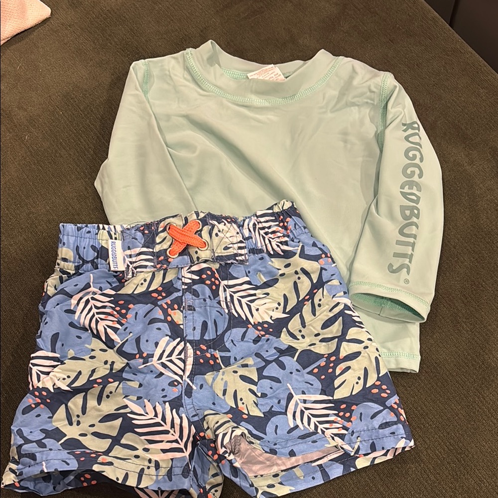 RuggedButts Tropical Leaf Print Swim Shorts